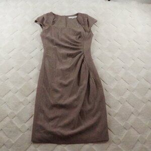 LK Bennett Taupe Stretch Ruched Pencil Dress Womens 6 Formal Preppy